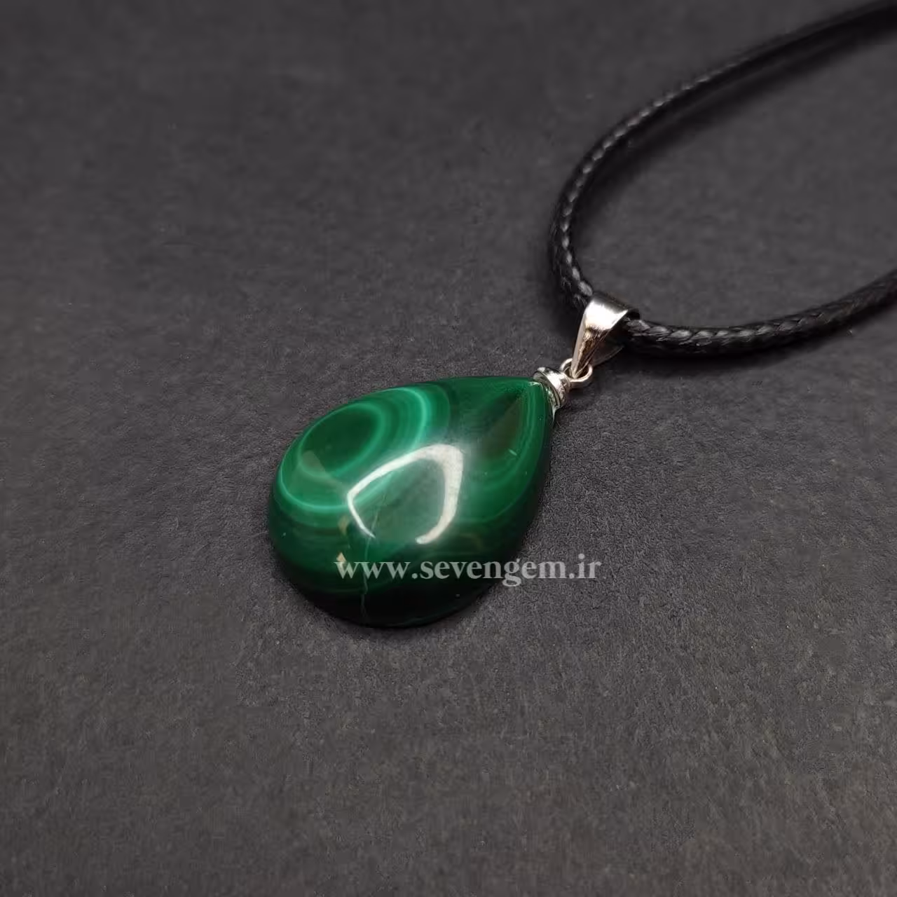 گردنبند مالاگیت تراش اشکی (کد20)