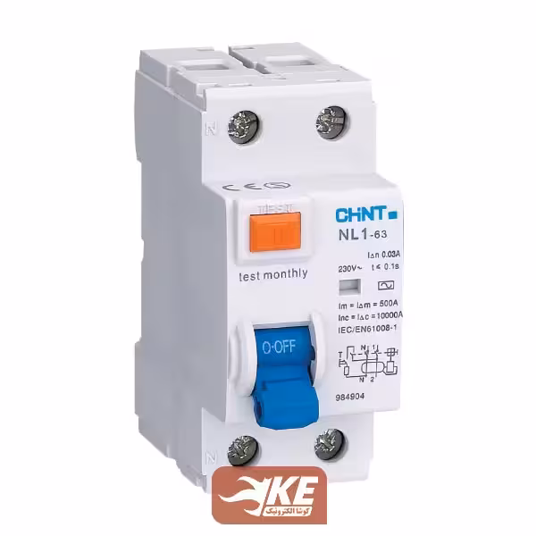 کلید محافظ جان دو پل 63 آمپر چینت سری NL1-63