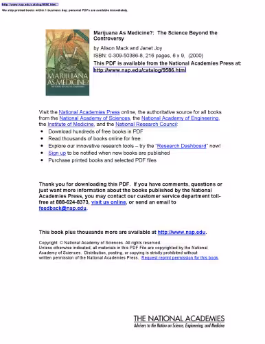 خرید و دانلود نسخه کامل کتاب Marijuana as Medicine: The Science Beyond the Controversy