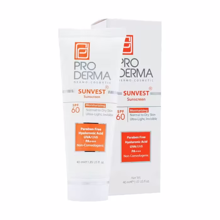 کرم ضد آفتاب و مرطوب کننده SPF60 بی رنگ پرودرما