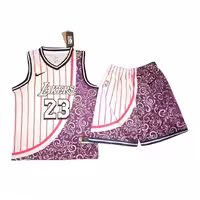 پیراهن شورت بسکتبالی لس آنجلس لیکرز سفید بنفش طرح دار 2026