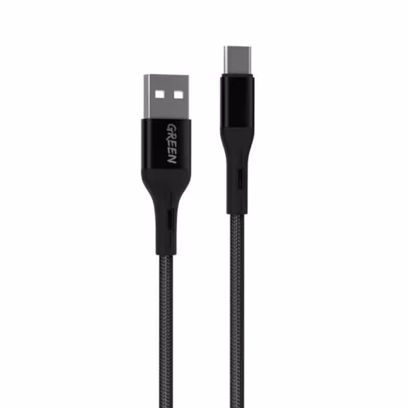 کابل تایپ سی گرین Green braided USB-A to Type-C Cable1.2m