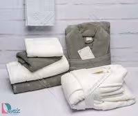 حوله ست دو نفره طرح ماکرو رنگ سدری و شیری