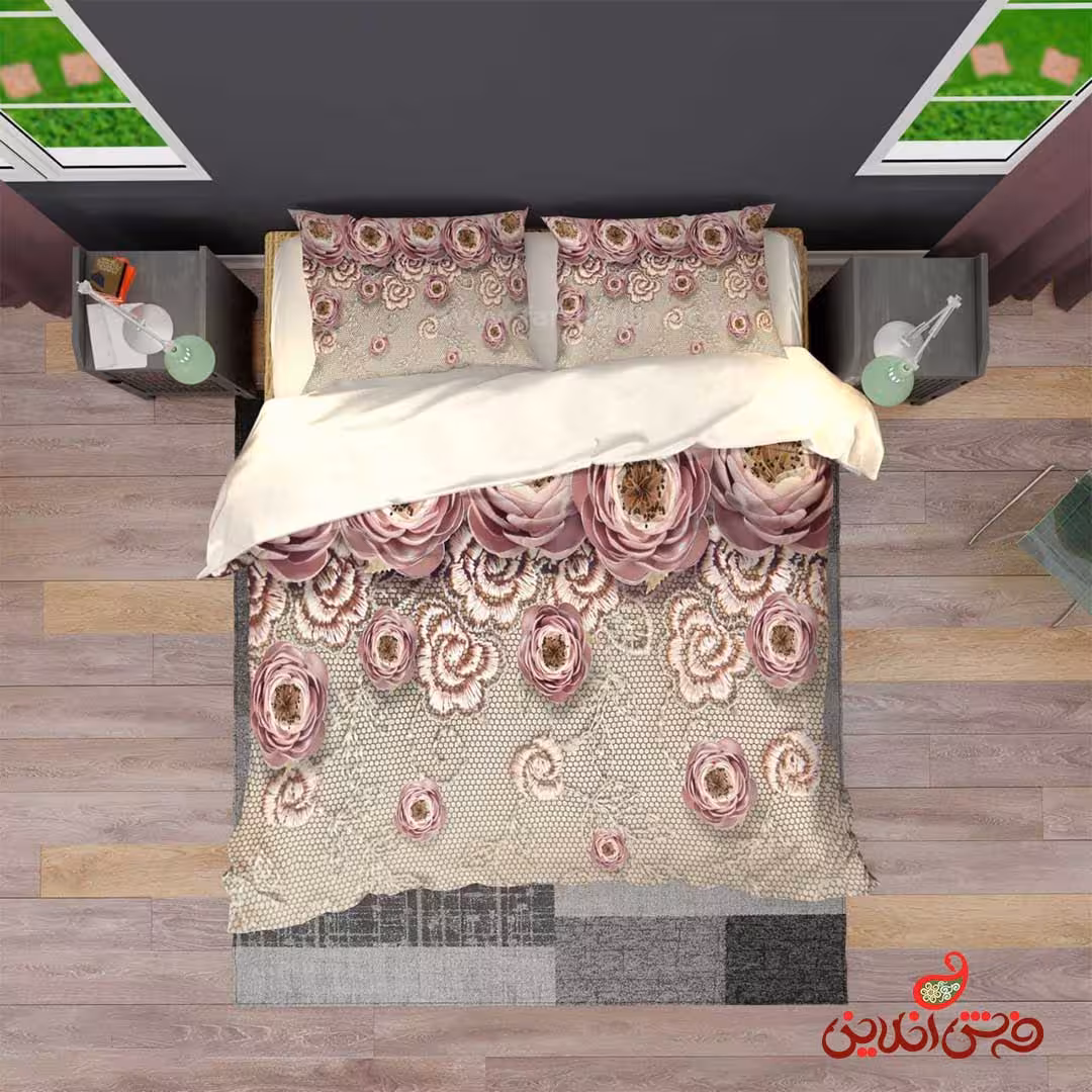 روتختی طرح گل های بنفش کد 2854