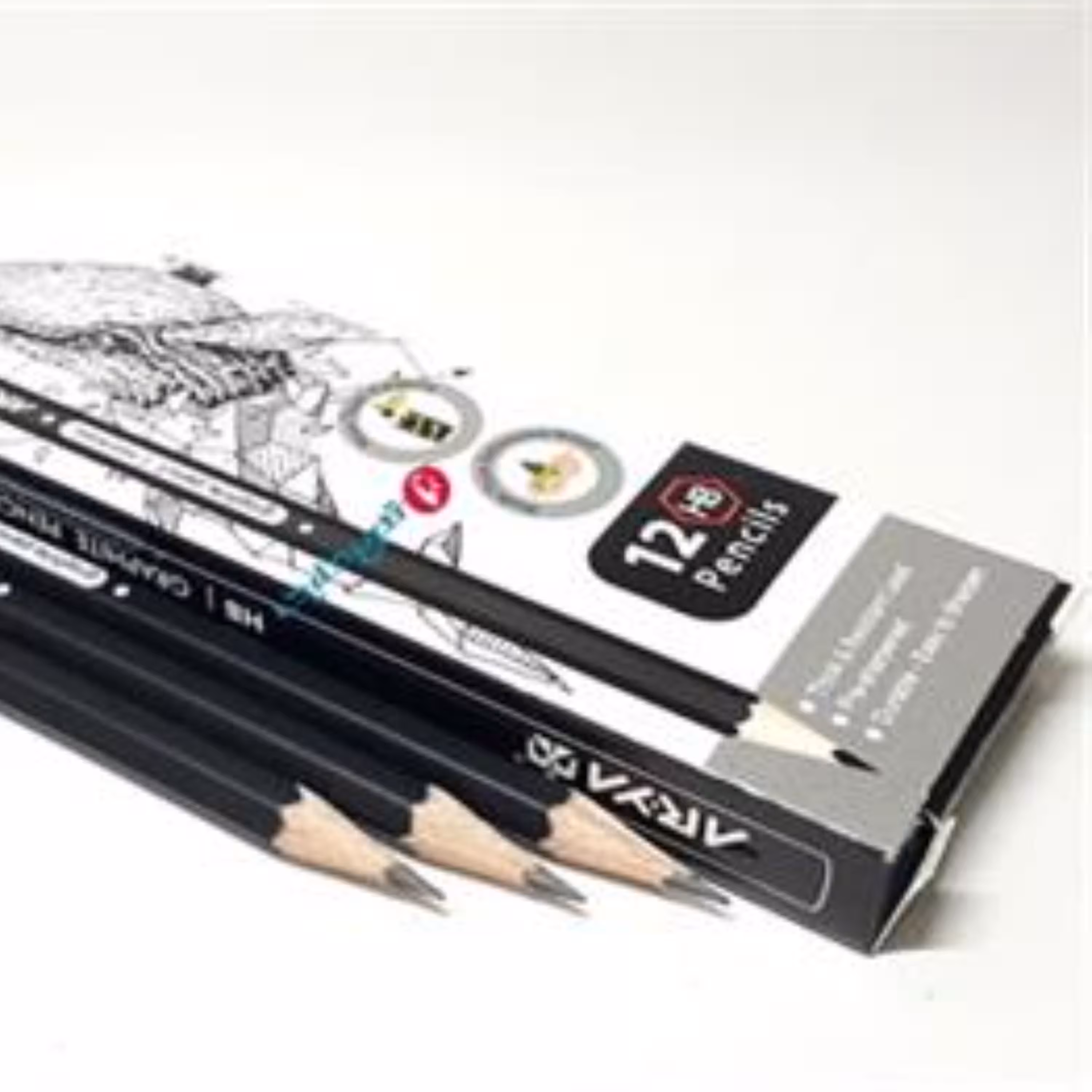 جعبه 12 تایی مداد مشکی شش گوش آریا