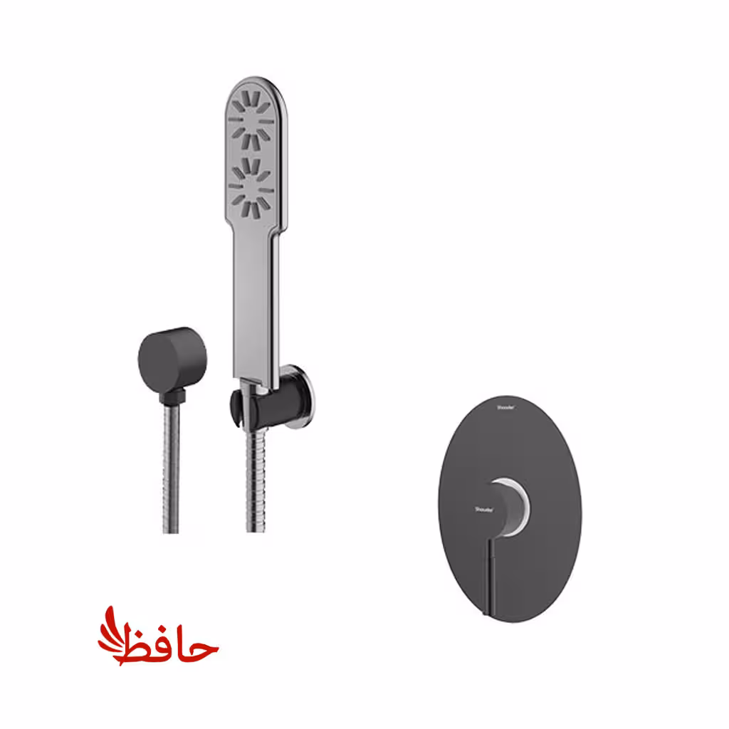 شیر حمام توکار شودر مدل روگن مشکی کروم تیپ 2 BRASS