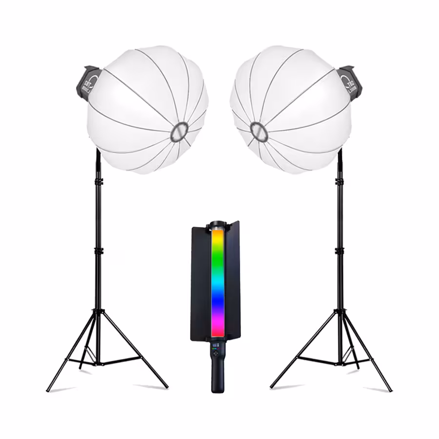 کیت نورپردازی حرفه ای L300 با سافت بالون و نور رنگی F-kit19