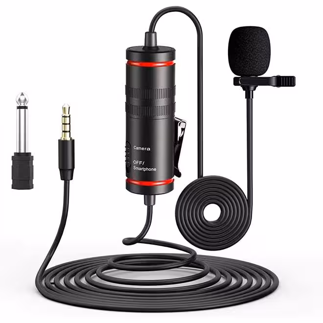 میکروفون برای DSLR ویدئو مصاحبه یوتیوب تلفن همراه/دوربین و رایانه شخصی، مینی خازنی کاهش نویز Lavalier