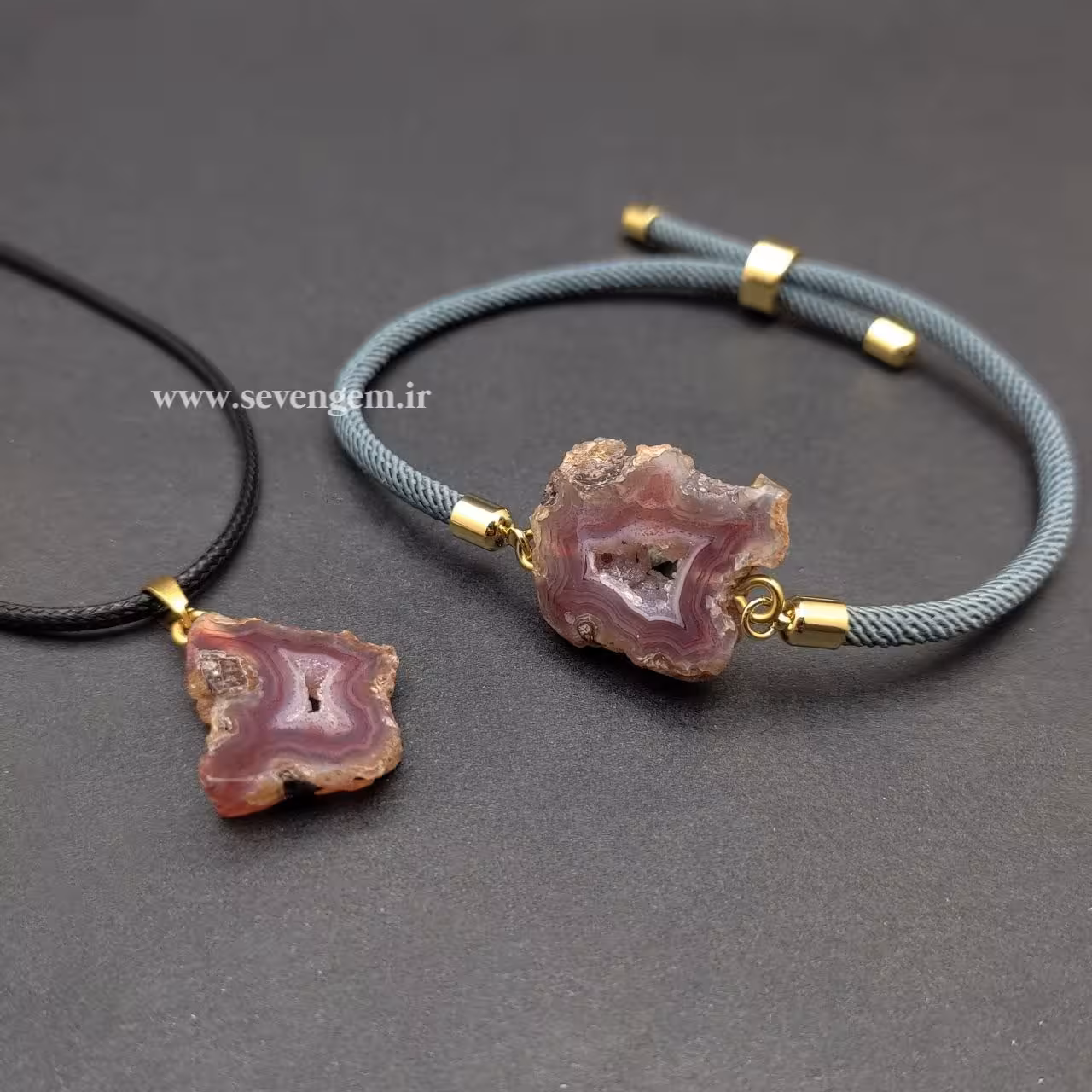 نیم ست زنانه عقیق رنگی خور (کدA544)