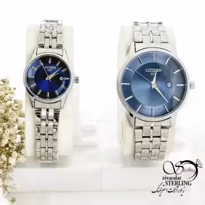 ساعت ست استیل برند CITIZEN (سیتیزن) صفحه آبی کد 19996