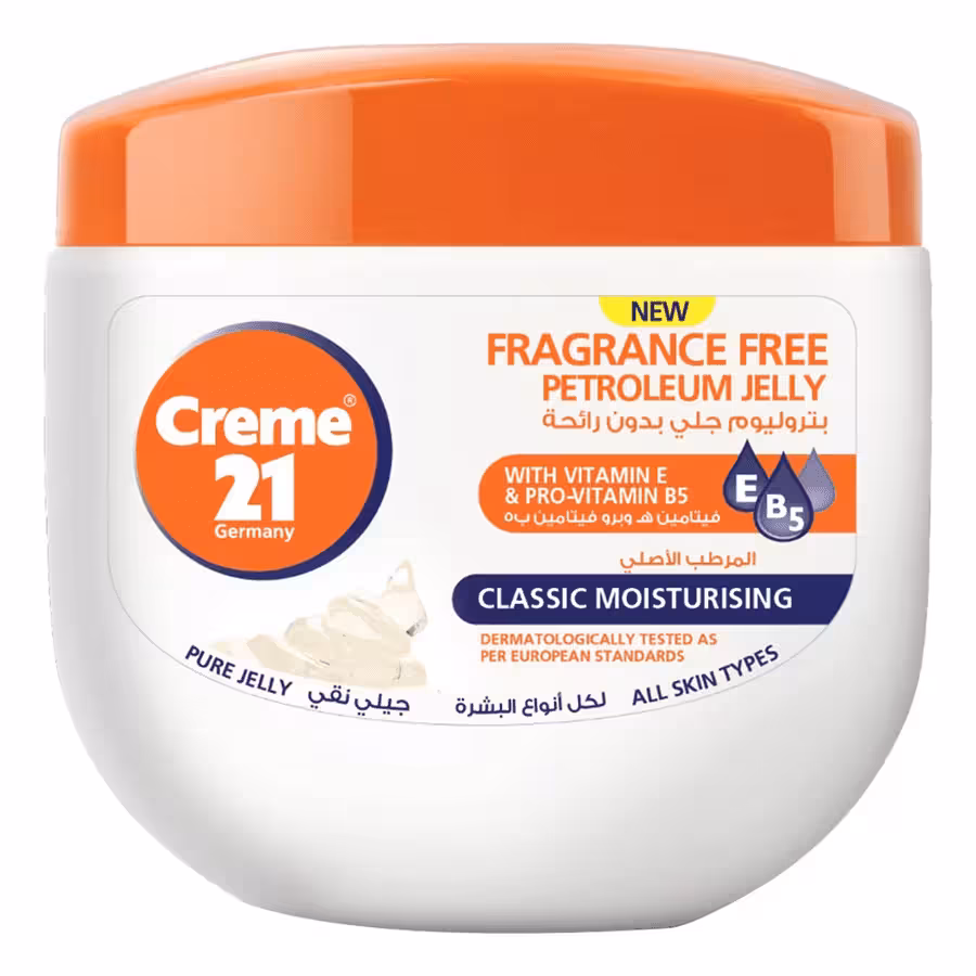 وازلین مرطوب‌کننده بی‌بو کلاسیک کرم 21 – 300 میلی‌لیتر  Creme 21 Classic Moisturizing Fragrance Free Petroleum Jelly – 300ml
