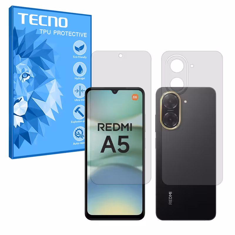 گلس صفحه نمایش و پشت گوشی شیائومی Redmi A5 4G مدل هیدروژلی مات برند تکنو کد SS
