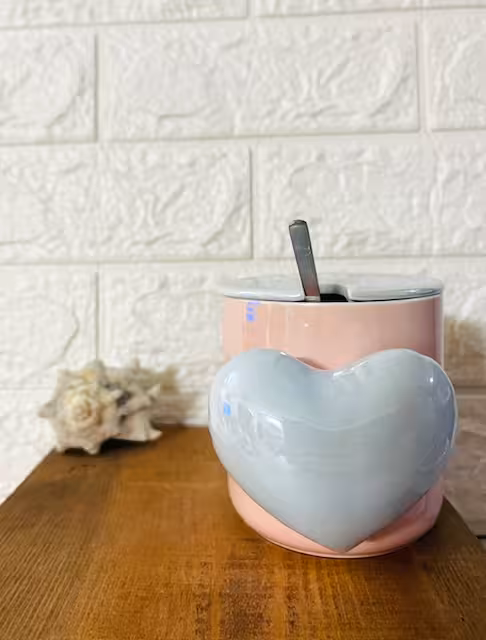 ماگ سرامیکی قلبی صورتی