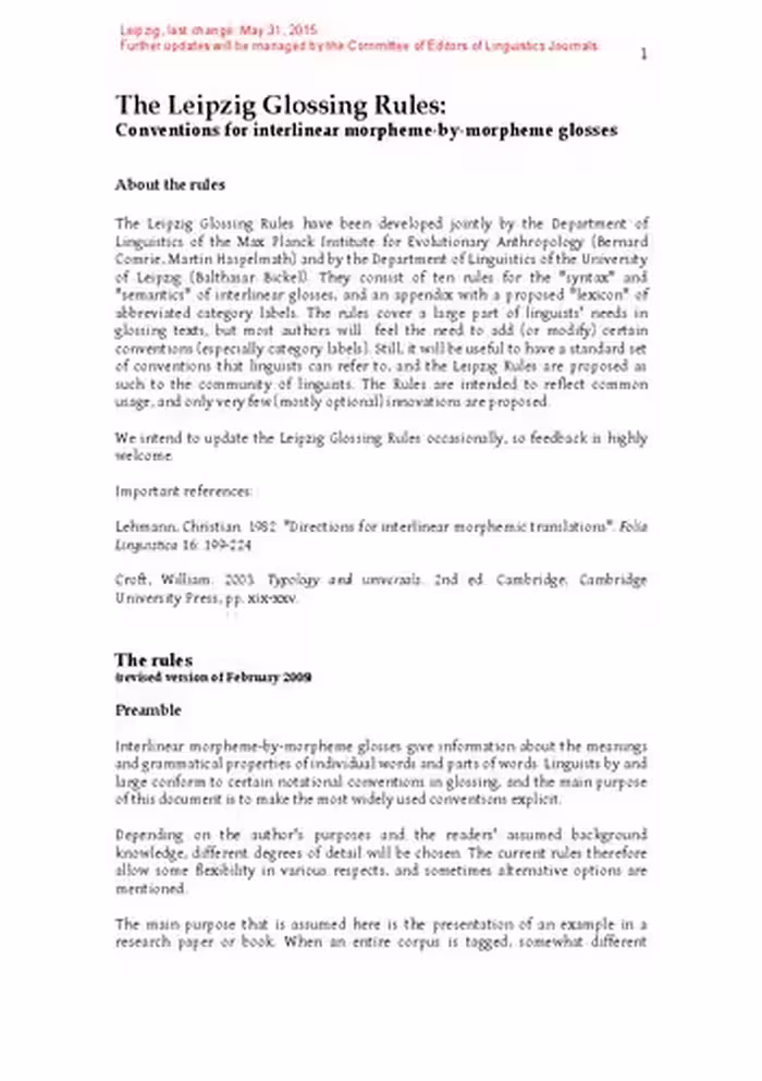 خرید و دانلود نسخه کامل کتاب The Leipzig Glossing Rules: Conventions for interlinear morpheme-by-morpheme glosses