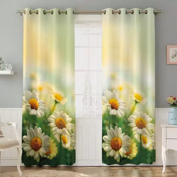 پرده چاپی طرح گل بابونه کد A075