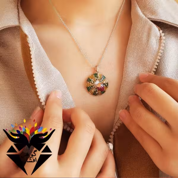 گردنبند نقره رزگلد طرح اسپایدر با زنجیر G3322