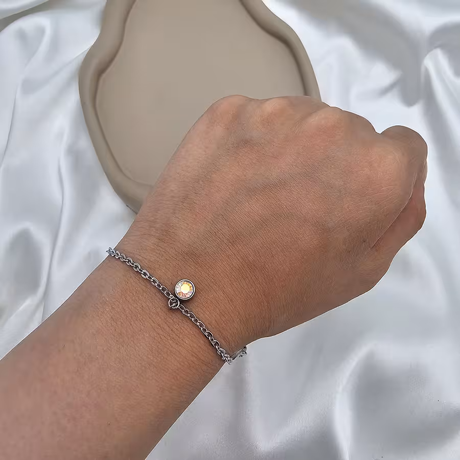 دستبند استیل تک نگین