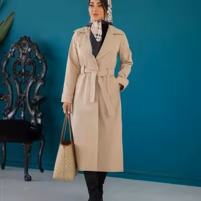 بارانی کتان یقه انگلیسی