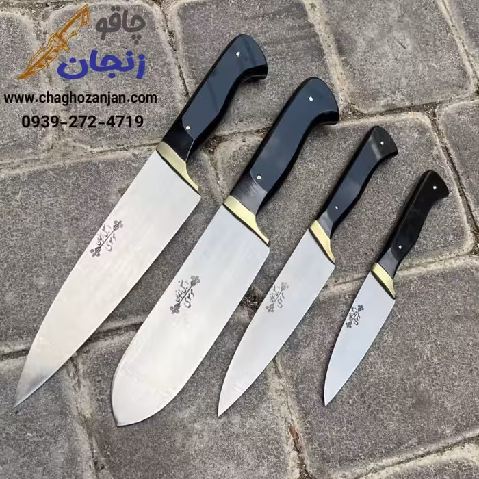 ست چاقو آشپزخانه موسوی دسته فیبر مشکی | ساخت زنجان
