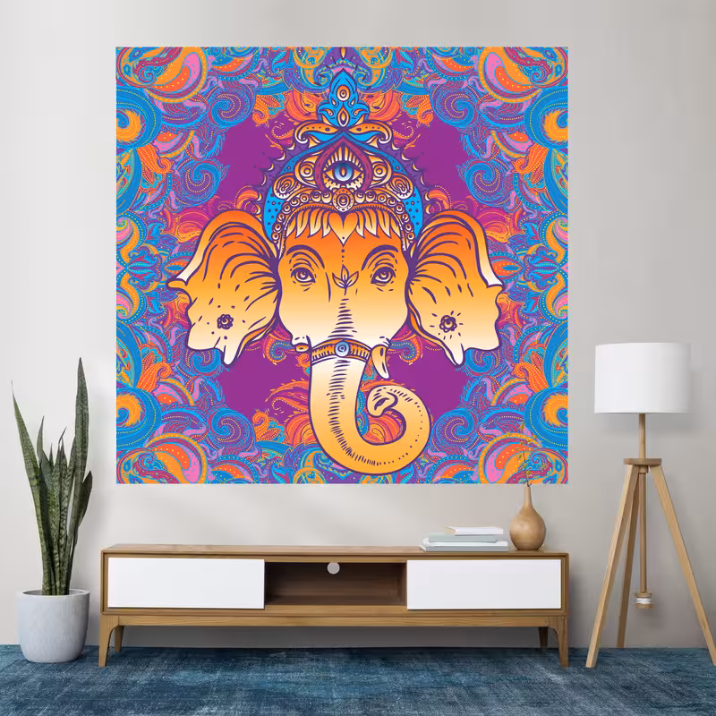 پوستر پارچه ای فیانی طرح بکدراپ Elephant کد F08