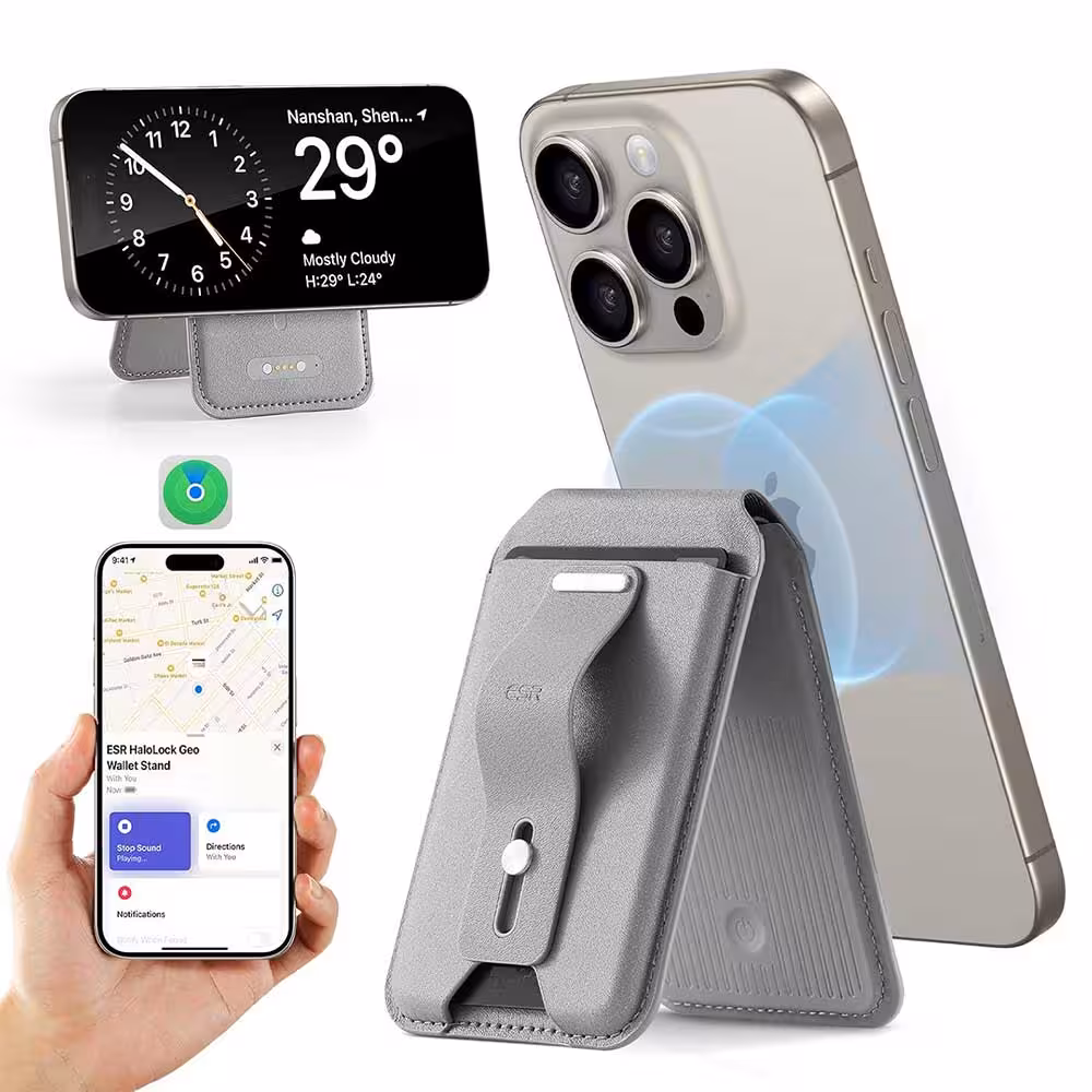 جاکارتی و استند مگنتی چرمی ESR Geo Wallet Stand (HaloLock) with Built-in Find My