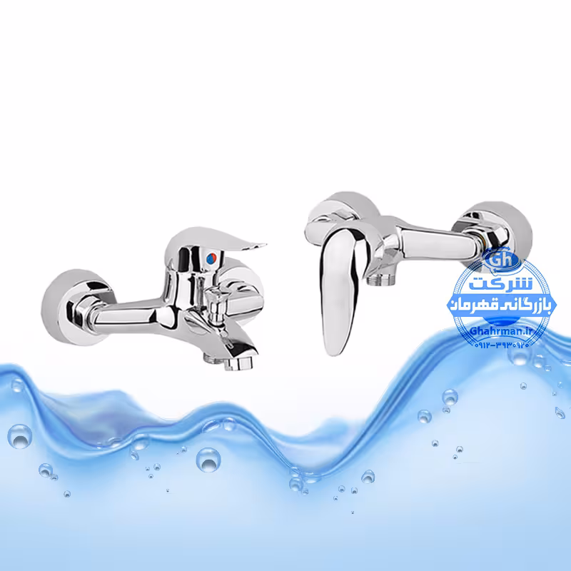 ست 2 عددی شیر حمام و شیر توالت اهرمی | کروم براق | شیرآلات برند آیدا صنعت مدل قهرمان