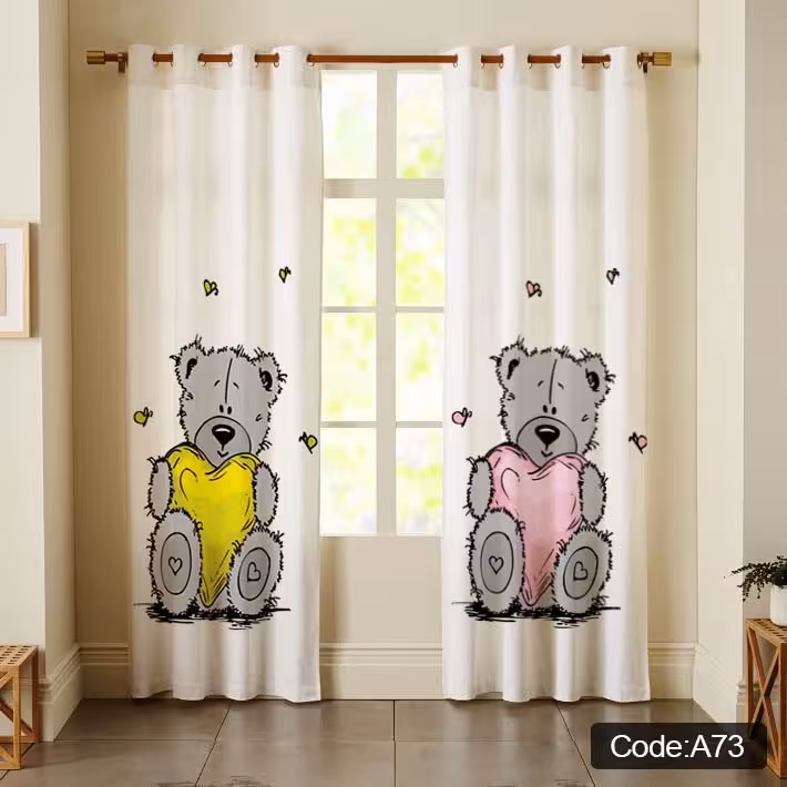 پرده پانچی مخمل چاپی دخترانه کد 73