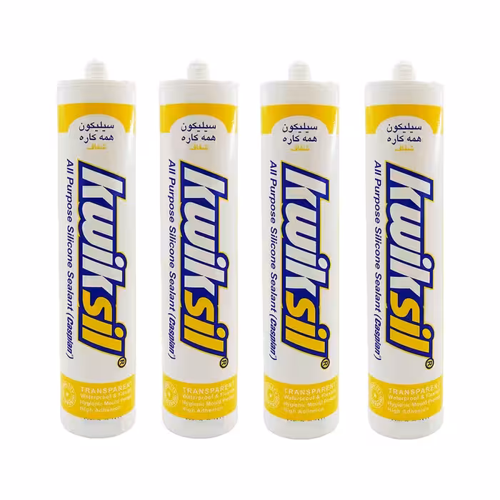چسب سیلیکون کاسپین مدل shafaf حجم 300 میلی لیتر مجموعه 4 عددی