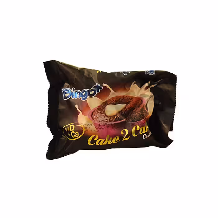 کیک سوفله دورنگ غنی شده با کربنات کلسیم بینگو 60 گرمی