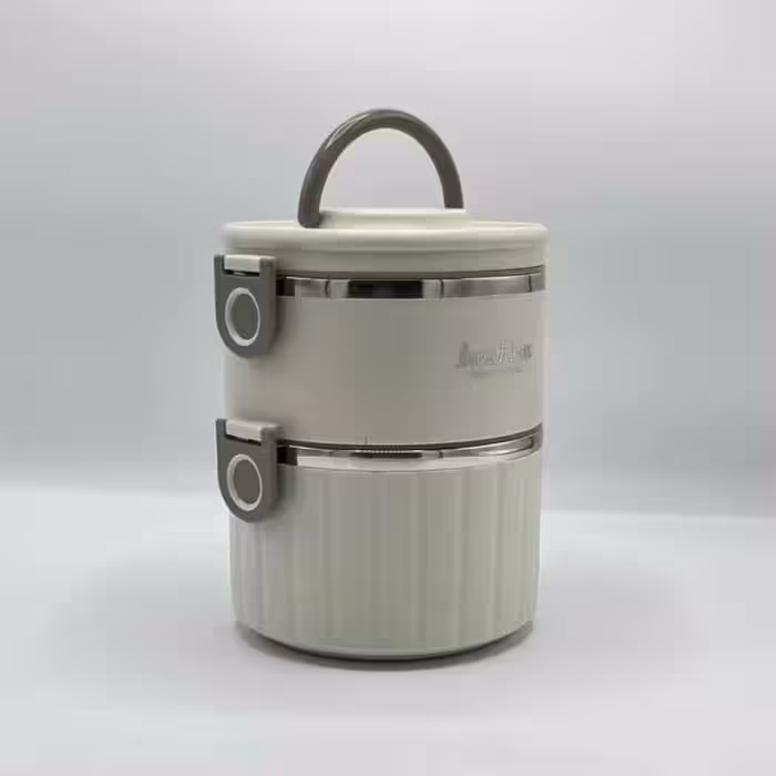 ظرف غذا ( لانچ باکس ) دو طبقه کرم 061KQ