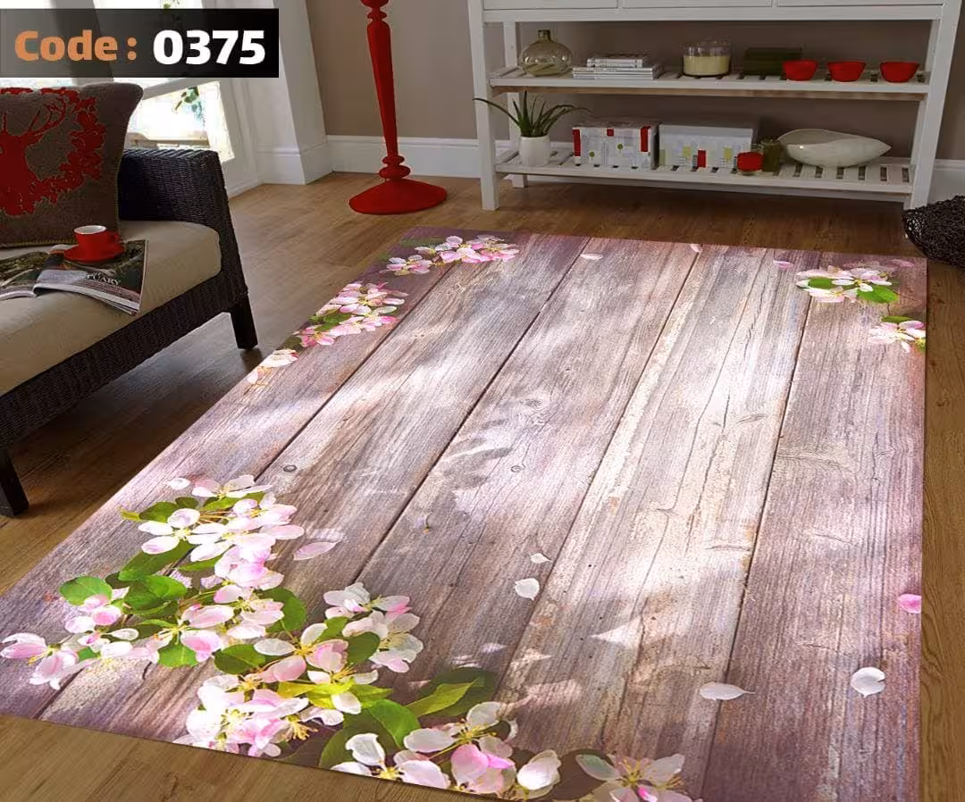 کاورفرش روفرشی دورکشدار گوشه لیفه ای کرم  قهوه ای کد 0375