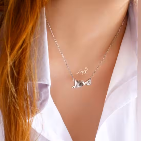 💍گردنبند جواهری Love با آویز تلسکوپی(G_3005)