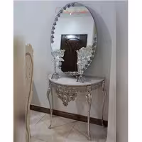سرویس کامل آینه و شمعدان و میز کنسول و ساعت آلیاژ، زیبا و درجه یک با طراحی جدید