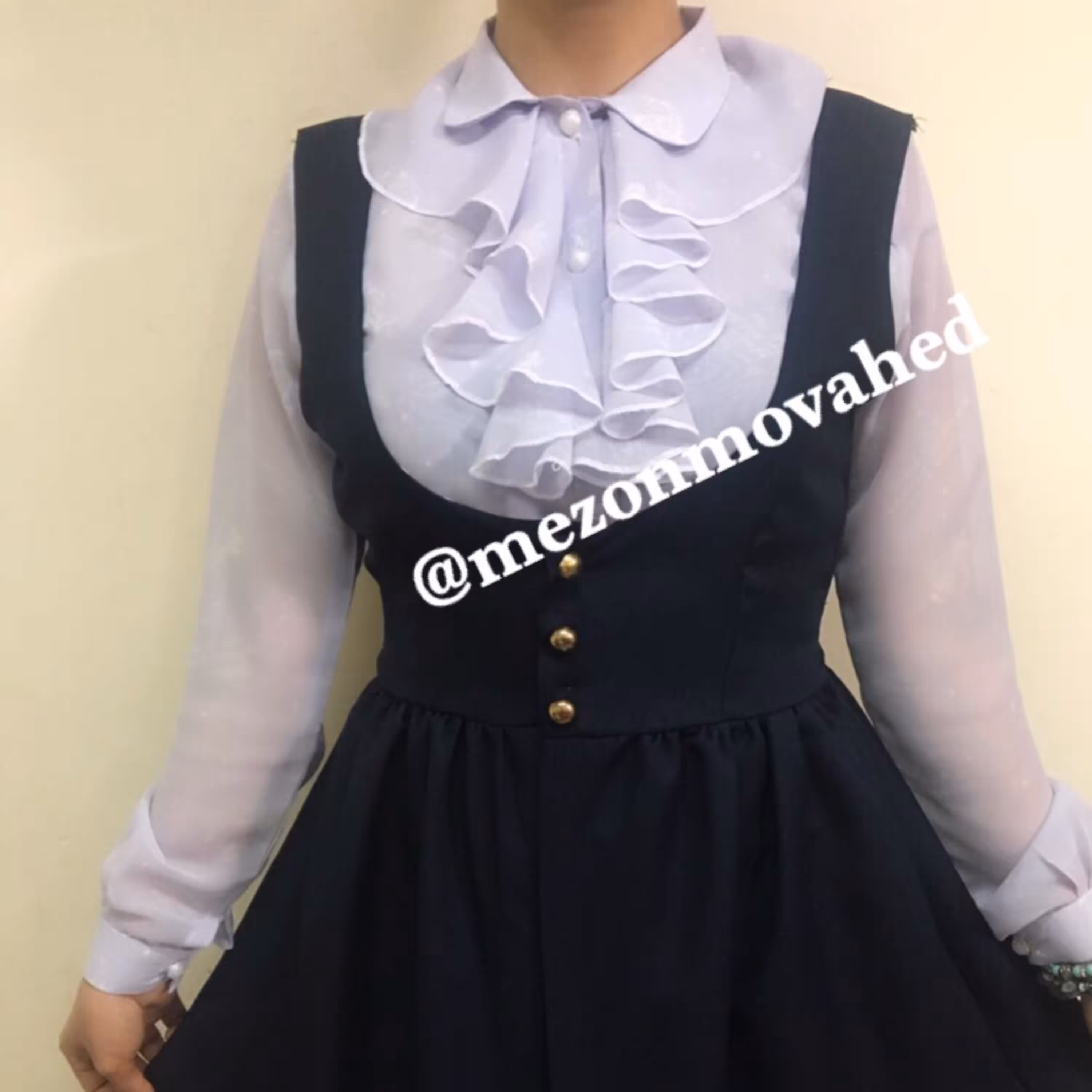 سارافن بلند کرپ مشکی و سورمه ای