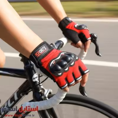 دستکش نیم انگشتی دوچرخه سواری مدل محافظ دار کد 1649