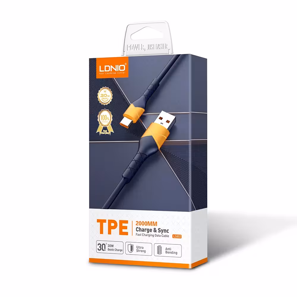 کابل شارژر الدینیو سیم گرد مدل LS802 iphone