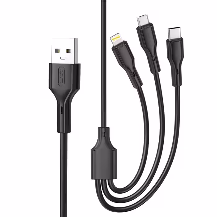 کابل تبدیل USB به لایتنینگ/USB-C/microUSB  ایکس او مدل NB 230 طول 1 متر