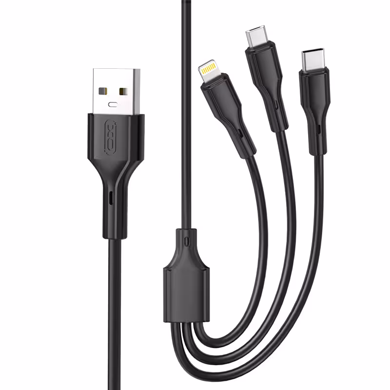 کابل تبدیل USB به لایتنینگ/USB-C/microUSB  ایکس او مدل NB 230 طول 1 متر