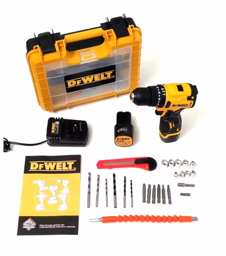 دریل شارژی 24 ولت براشلس سه نظام فلزی 13 طرح دیوالت مدل DCD710DK3