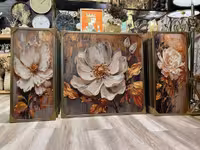 تابلو تکسچر سه تیکه برجسته طرح گل
