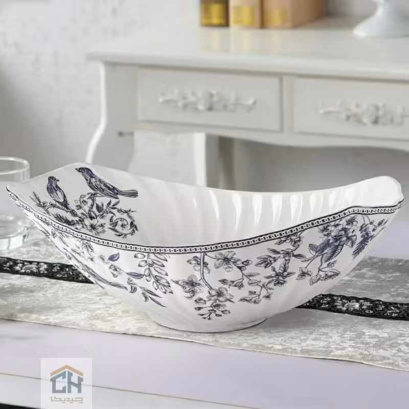 میوه خوری چینی بیضی گلدکیش طرح LOTUS مدل GK701105-1