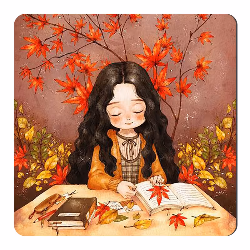 مگنت طرح دختر و کتاب پاییز کد wmg2439