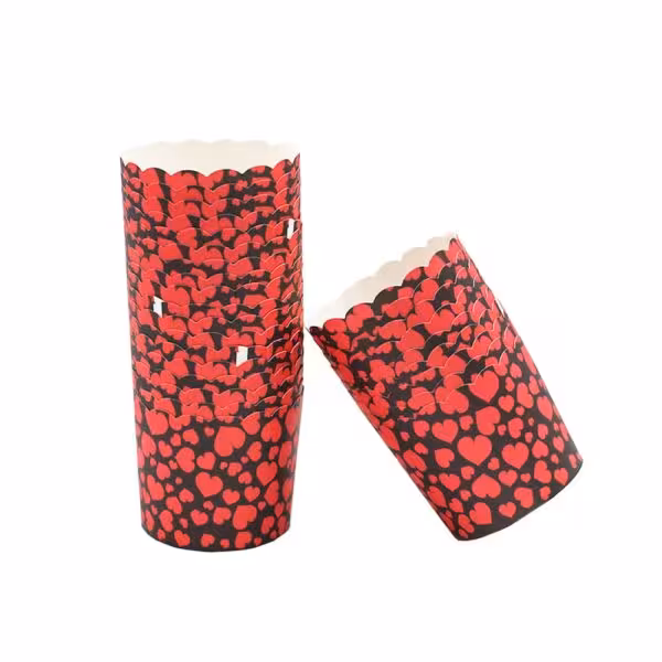 خرید کپسول مافین مشکی قلب ریز قرمز