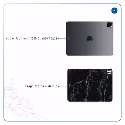 برچسب پوششی ماهوت مدل Graphite-Green-Marble مناسب برای تبلت اپل iPad Pro 11 (GEN 2) 2020 A2228