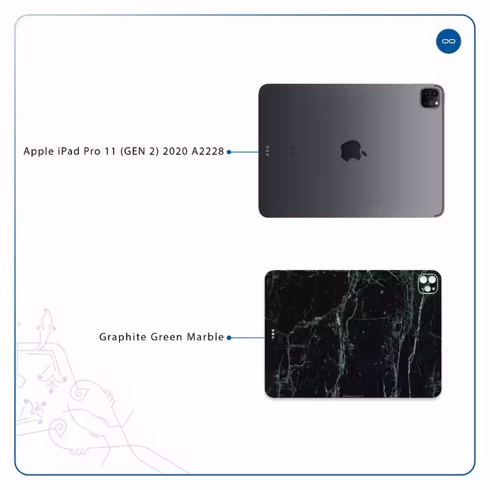 برچسب پوششی ماهوت مدل Graphite-Green-Marble مناسب برای تبلت اپل iPad Pro 11 (GEN 2) 2020 A2228