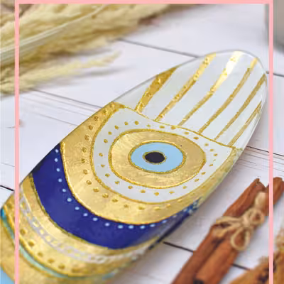 دیس شیشه ای مدل بیضی طرح چشم نظر