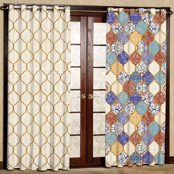 پرده مدل زیگزاگی رنگی هازان پانچی کد 1389a سایز 140x200 سانتی متر