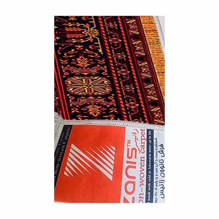 فرش ماشینی زانیس مدل سنتی طرح کاشان زمینه زرد