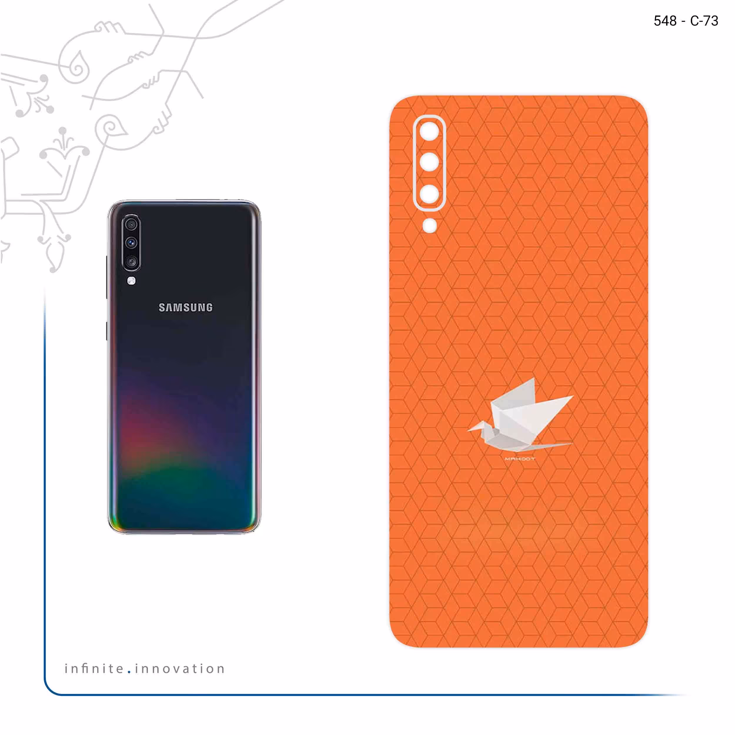 برچسب پوششی ماهوت مدل Minimalist origami bird مناسب برای گوشی موبایل سامسونگ Galaxy A70