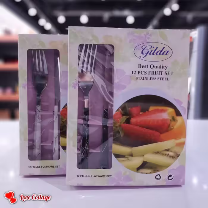 ست کارد و چنگال میوه خوری 12 پارچه  گیلدا طرح سنگ